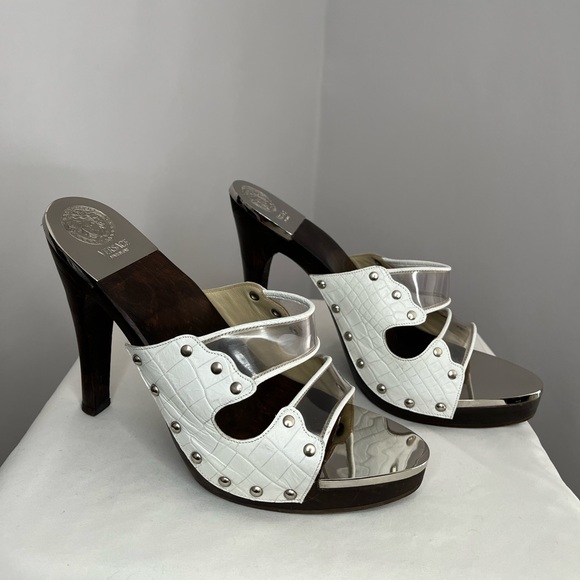 Versace Shoes - Vintage Versace White Leather Medusa Head Heels ✨🪩